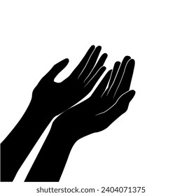 Vector Rezando Manos Silhouette Sombra De Icono De Manos Oradoras Musulmanes Rezando Vector De Mano Ilustración