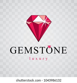 Vector precious decorative element, polygonal. Luxury diamond emblem, illustration.