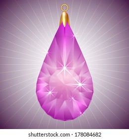 Vector precious purple diamond pendant with gold setting