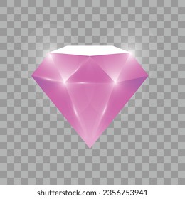 Vector precious stone pink color, ruby in cartoon style. jewel, treasure, gem, brilliant, diamond, crystal