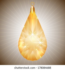Vector precious yellow diamond pendant with gold setting