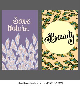 Vector pre-designed card with hand lettered text. Midsummer beauty collection
