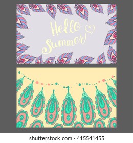 Vector pre-designed cards with cute floral background