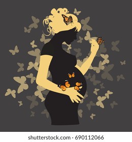 Vector Pregnant Girl Illustration