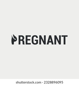 Vector pregnant minimal text logo design