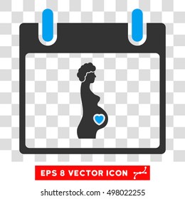 Vector Pregnant Woman Calendar Day EPS vector pictograph. Illustration style is flat iconic bicolor blue and gray symbol on a transparent background.