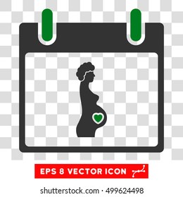Vector Pregnant Woman Calendar Day EPS vector pictograph. Illustration style is flat iconic bicolor green and gray symbol on a transparent background.