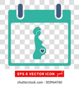 Vector Pregnant Woman Calendar Day EPS vector pictogram. Illustration style is flat iconic bicolor cobalt and cyan symbol on a transparent background.