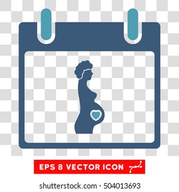 Vector Pregnant Woman Calendar Day EPS vector icon. Illustration style is flat iconic bicolor cyan and blue symbol on a transparent background.