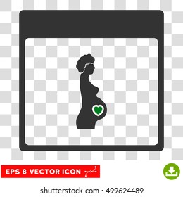 Vector Pregnant Woman Calendar Page EPS vector icon. Illustration style is flat iconic bicolor green and gray symbol on a transparent background.