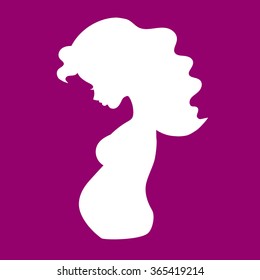 Pregnant Woman Silhouette On Pink Background Stock Vector (Royalty Free ...