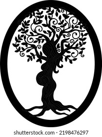 Vector Pregnant Woman Tree CNC
