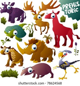 vector prehistoric animals set