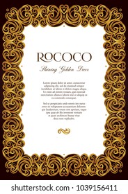 Vector pre-made certificate template; floral vignettes for frame design. Victorian style gold border. Arabic golden motifs. Ornamental vintage decoration for card, flyer, layout. A4 page size.