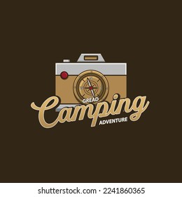 Vector premium adventure camera logo design template.