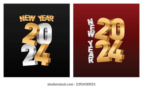 Vector premium background happy new year 2024. Gold Numbers for calendar cover purposes. Posters, Banners, Social Media or Other Design Assets.