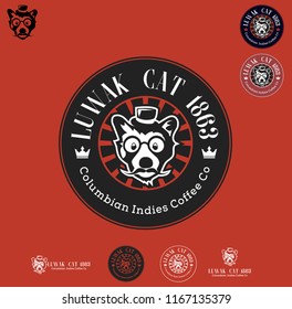 Vector Premium Coffee Beans Luwak Cat Expert Emblem Logo