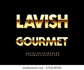 Vetor Premium conceito Lavish Gourmet. Chic Gold Font. Luxo 3D alfabeto letras e números definido.