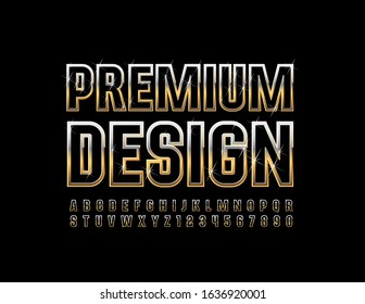 Vector Premium Design Golden Font. Luxury shiny Alphabet Letters and Numbers