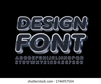 Vector Premium Design Metal and Black Alphabet Letters and Numbers. 3D Chrome Font