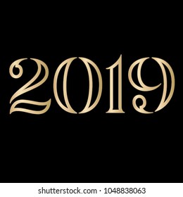 Vector premium elegant gold 2019 illustration on black background