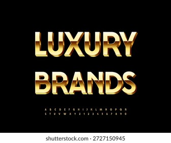 Vetor Premium emblema marcas de luxo. Chic Golden 3D Font. Letras e Números Alfabetos Lábios definidos