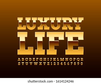 Vector premium Emblem Luxury Life. Elegante fuente dorada. Letras y números de alfabeto chic.