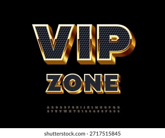 Vetor Premium emblema Vip Zone. Trendy Black e fonte dourada. Conjunto de letras e números do alfabeto 3D Elite