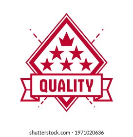 Vector premium exclusive label isolated on white background, product logo or badge best price, vintage style genuine badge, guarantee symbol.