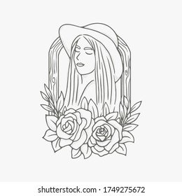vector premium feminine beautiful woman, this design can be used for print and digital media needs
