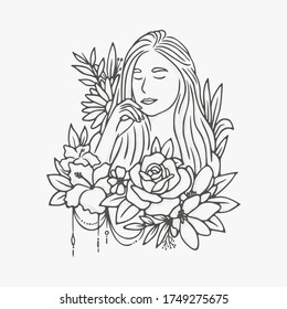 vector premium feminine beautiful woman, this design can be used for print and digital media needs