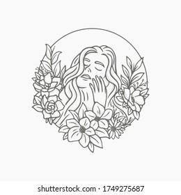 vector premium feminine beautiful woman, this design can be used for print and digital media needs