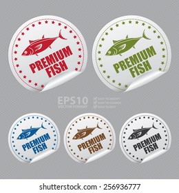 Vector : Premium Fish Sticker, Icon or Label 