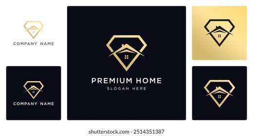 Vector de la Plantilla de diseño de logotipo e icono de hogar premium, se puede utilizar en varios medios fácilmente, editable
