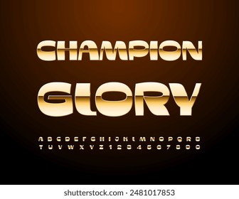 Icono premium de Vector Champion Glory. Fuente con estilo moderno.  Letras y números exclusivos del alfabeto dorado.