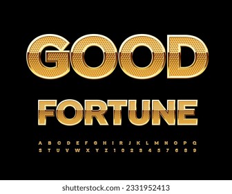 Vector premium icon Good Fortune. Luxury Uppercase Font. Chic 3D Alphabet Letters and Numbers