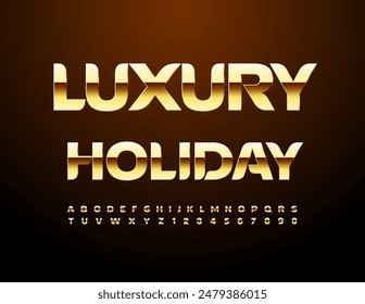 Icono premium de Vector Festiva de lujo. Fuente Chic Gold. Conjunto de letras y números del alfabeto de élite.