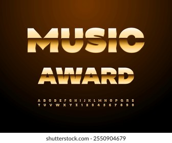 Vetor ícone premium Music Award. Elite Gold Font. Luxo alfabeto letras e números definidos.