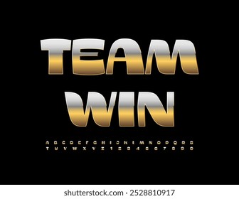 Vector premium icon Team Win. Modern Stylish Font. Trendy Gold Alphabet Letters and Numbers set