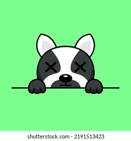 Vector premium illustration of cute dog peeking