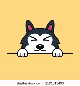 Vector premium illustration of cute dog peeking