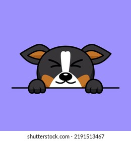 Vector premium illustration of cute dog peeking