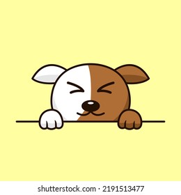 Vector premium illustration of cute dog peeking