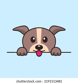 Vector premium illustration of cute dog peeking