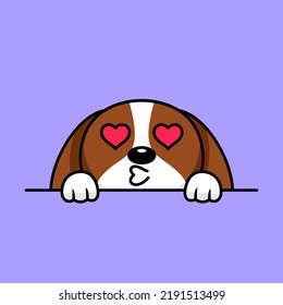 Vector premium illustration of cute dog peeking