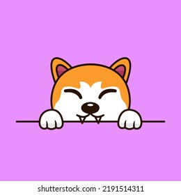 Vector premium illustration of cute dog peeking