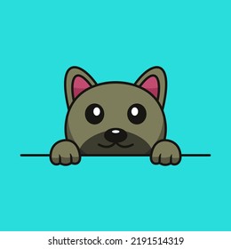 Vector premium illustration of cute dog peeking