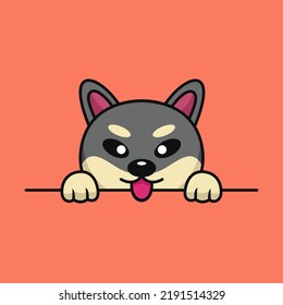 Vector premium illustration of cute dog peeking