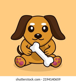 Vector premium illustration of cute dog carrying a bone