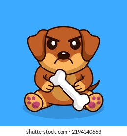 Vector premium illustration of cute dog carrying a bone